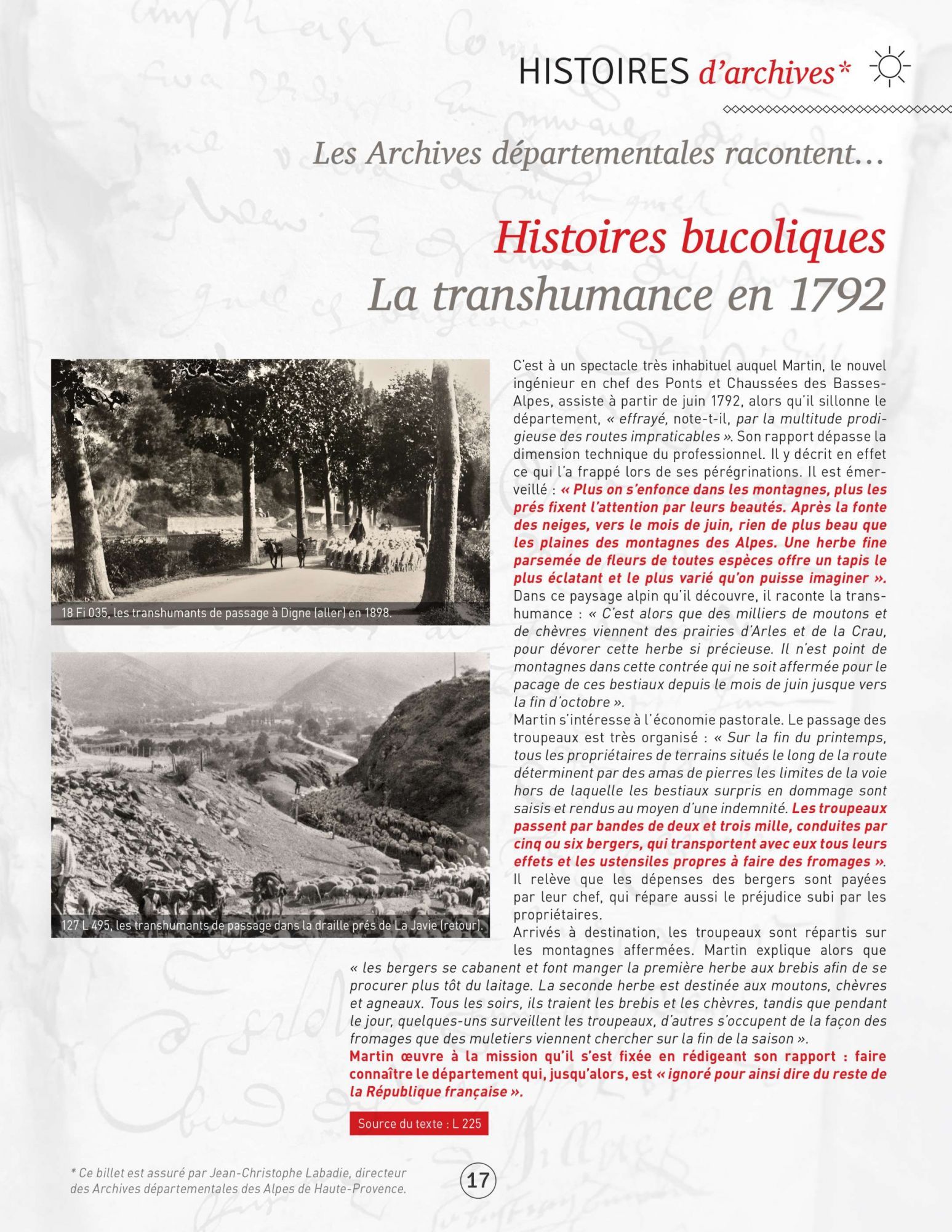 La transhumance en 1792