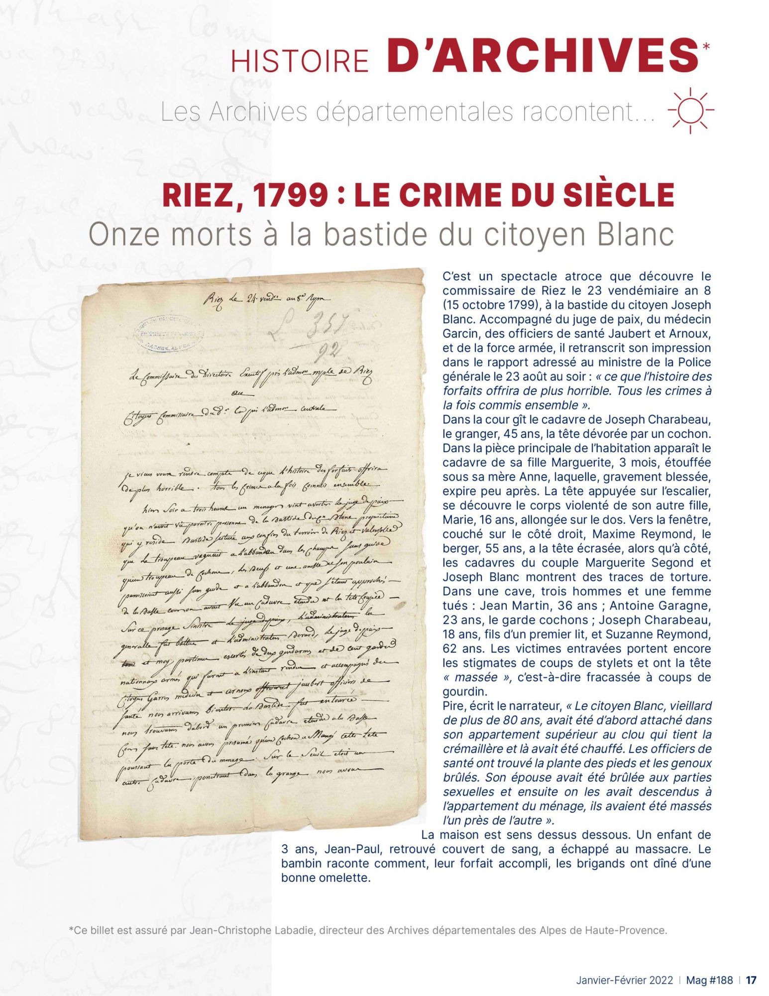 Riez, 1799 le crime du siècle