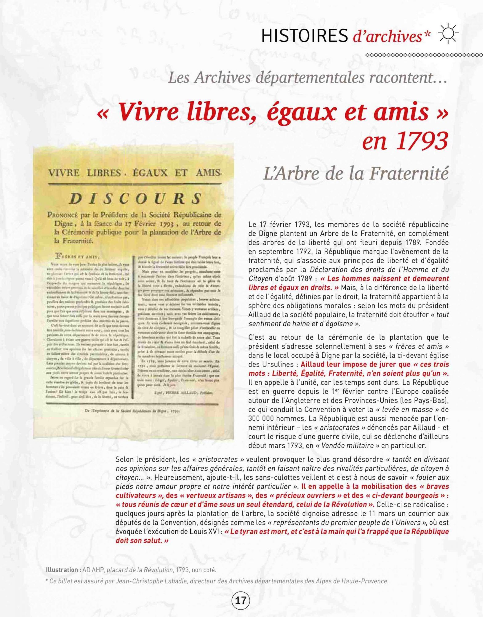 Vivre libres, égaux et amis en 1793