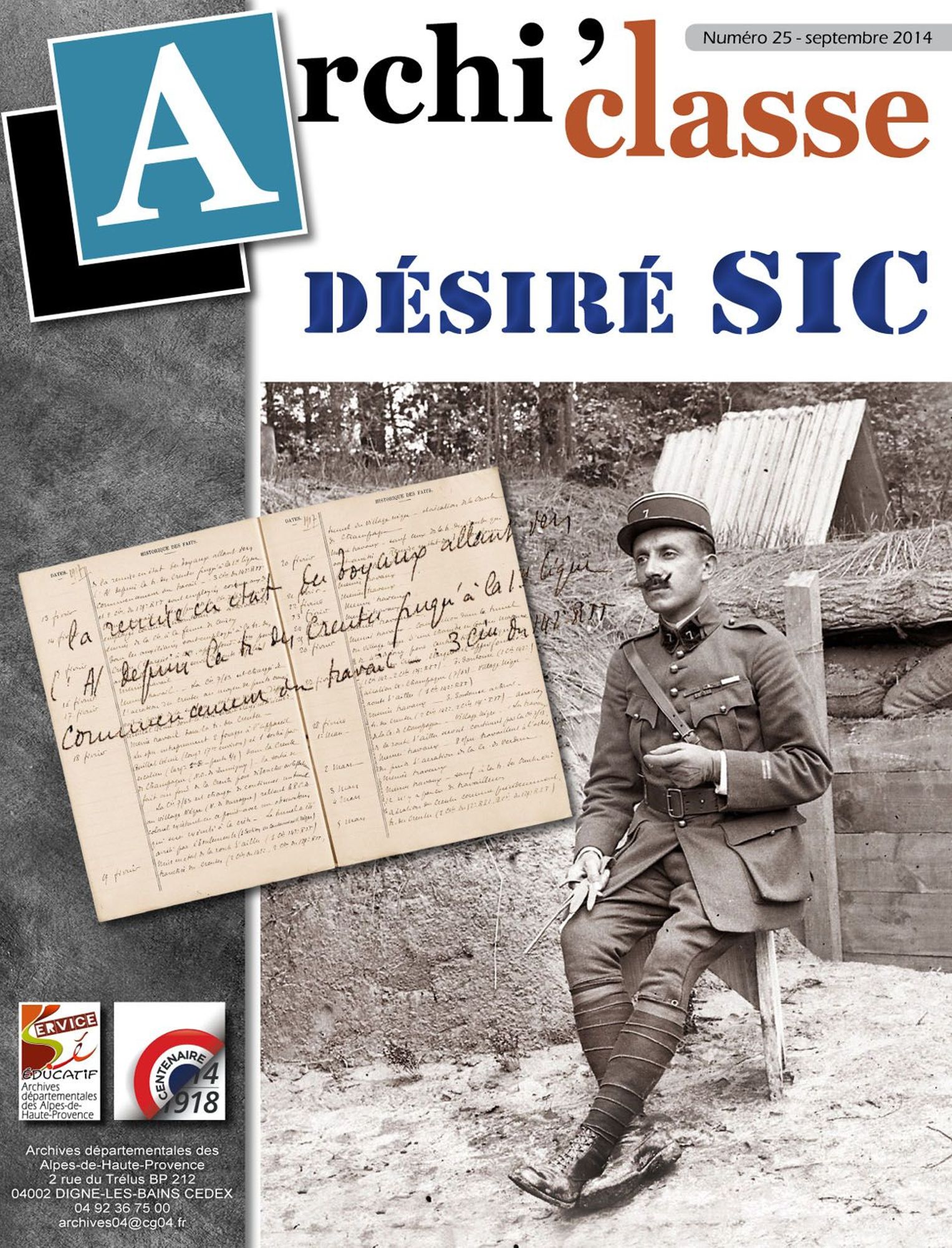 Archi'classes - Désiré SIC, un combattant bas-alpin pendant la Grande guerre